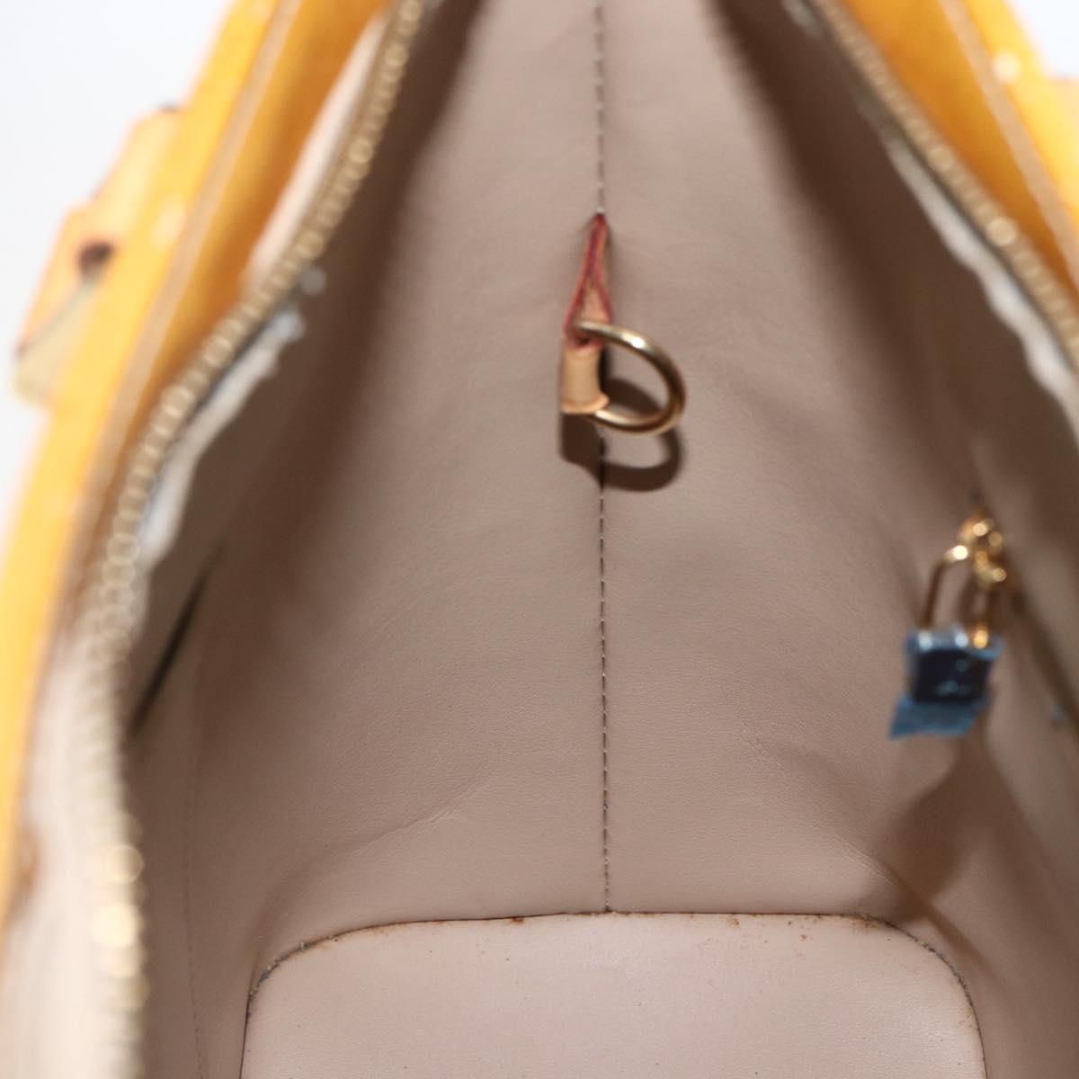 LOUIS VUITTON Monogram Vernis Houston Hand Bag Jaune M91121 LV Auth ka2560