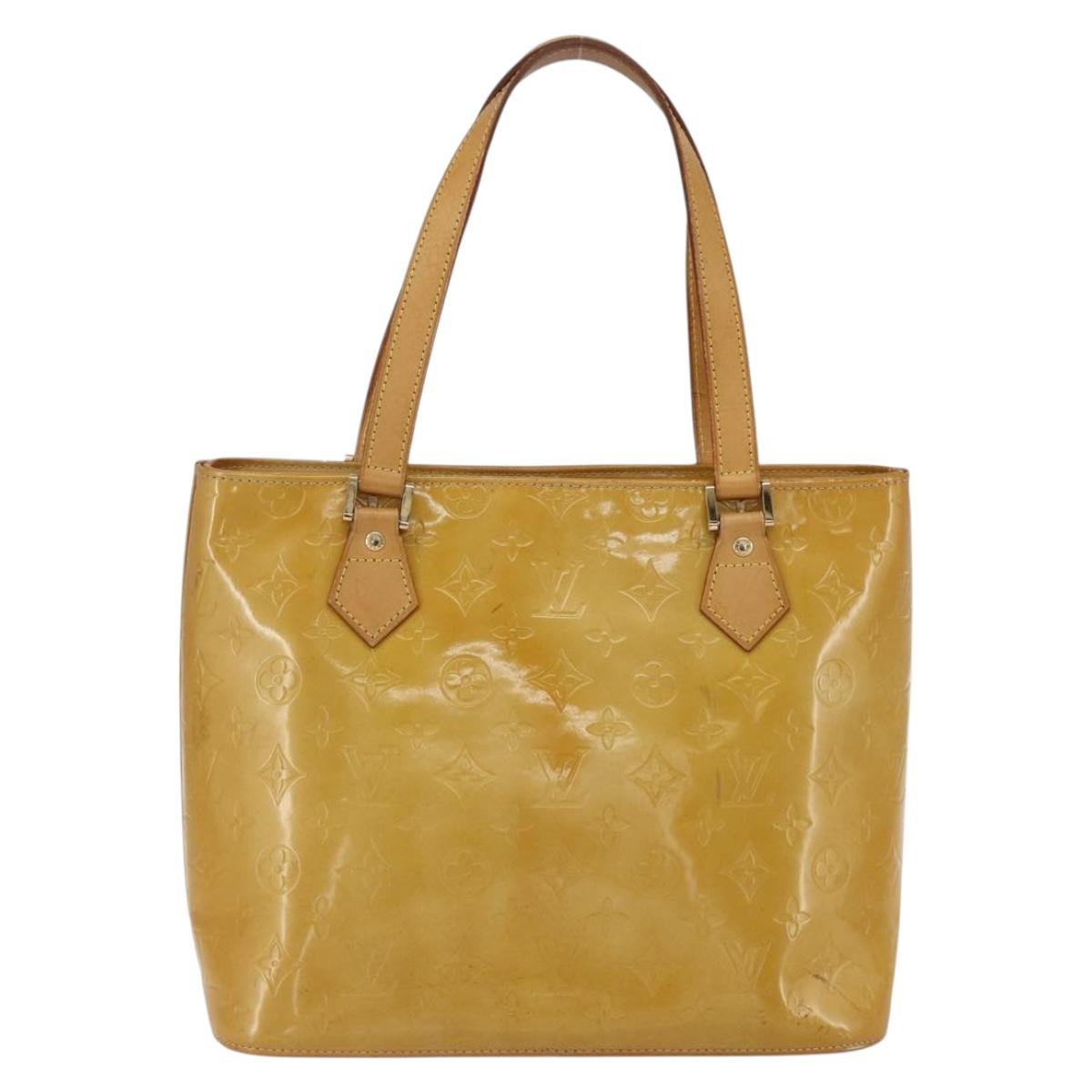 LOUIS VUITTON Monogram Vernis Houston Hand Bag Jaune M91121 LV Auth ka2560