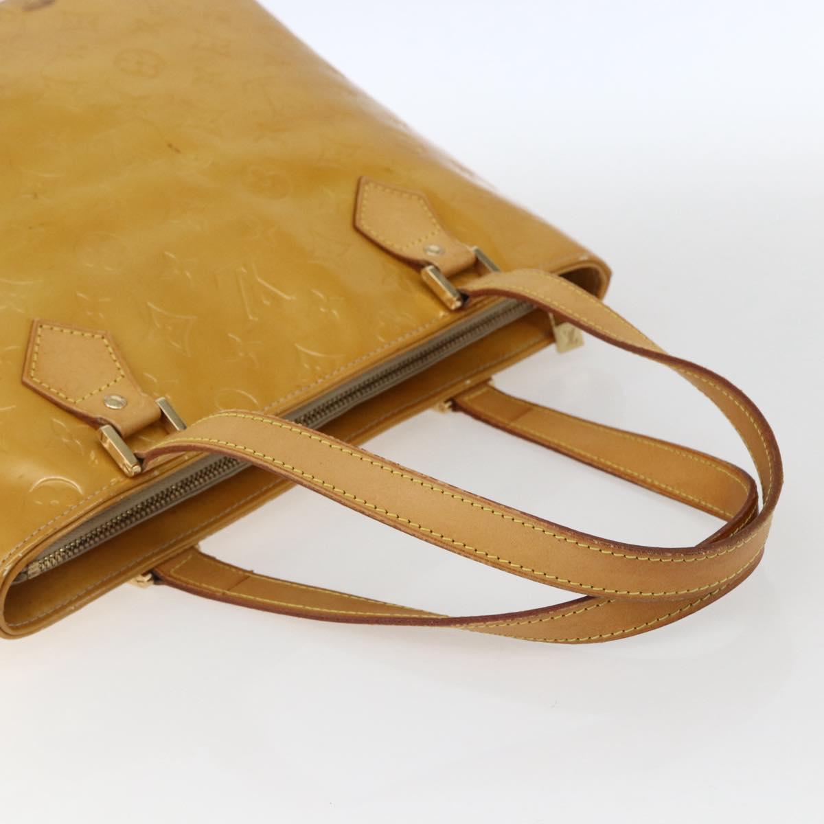 LOUIS VUITTON Monogram Vernis Houston Hand Bag Jaune M91121 LV Auth ka2560