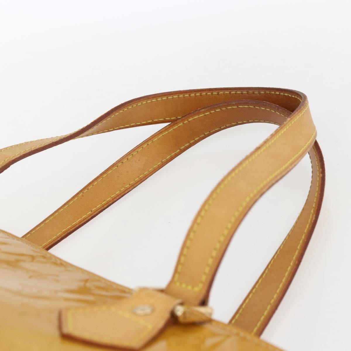 LOUIS VUITTON Monogram Vernis Houston Hand Bag Jaune M91121 LV Auth ka2560