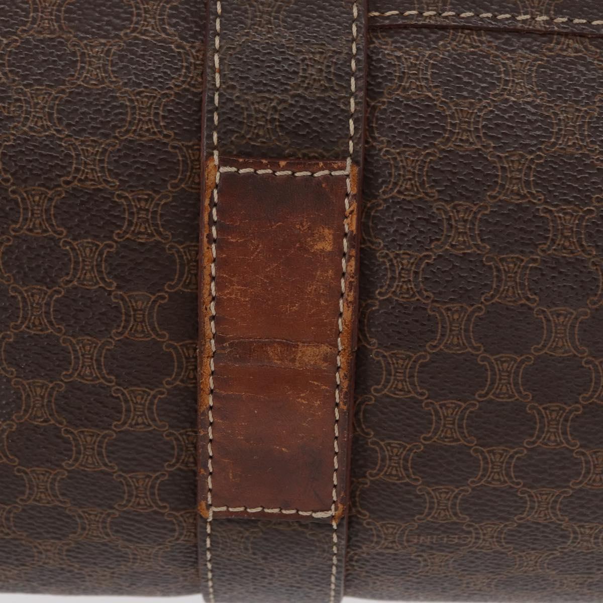 CELINE Macadam Canvas Shoulder Bag PVC Leather Brown Gold Auth ka257