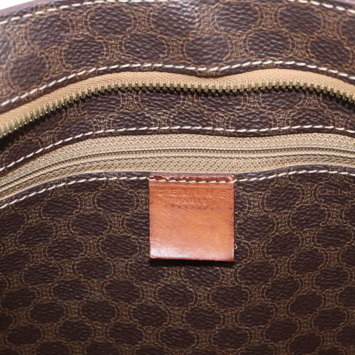 CELINE Macadam Canvas Shoulder Bag PVC Leather Brown Gold Auth ka257