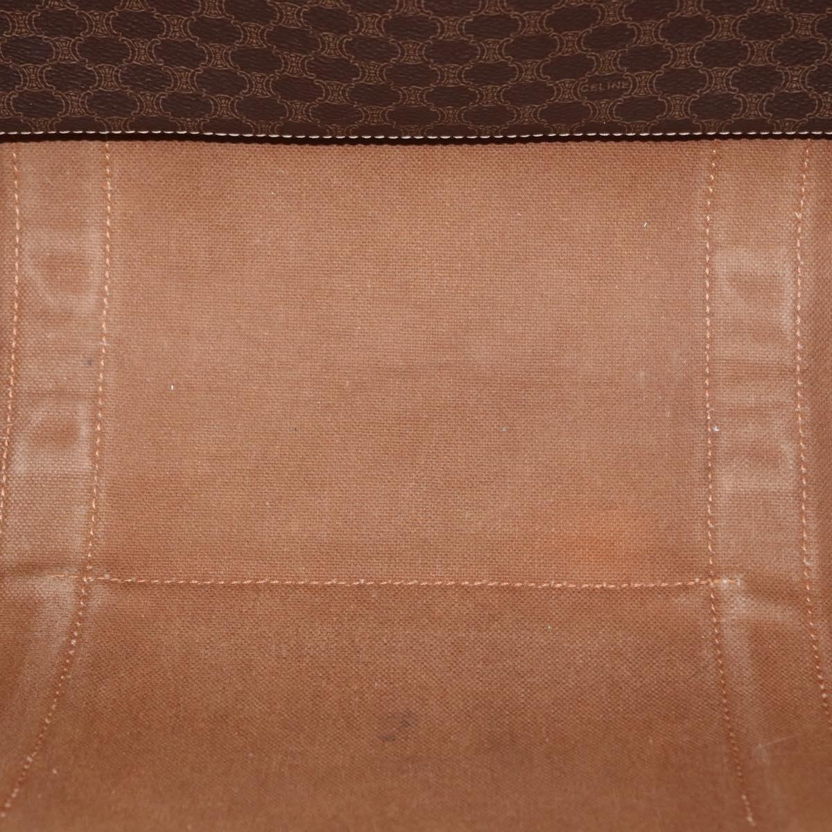 CELINE Macadam Canvas Shoulder Bag PVC Leather Brown Gold Auth ka257