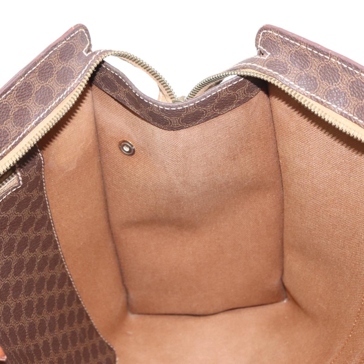 CELINE Macadam Canvas Shoulder Bag PVC Leather Brown Gold Auth ka257