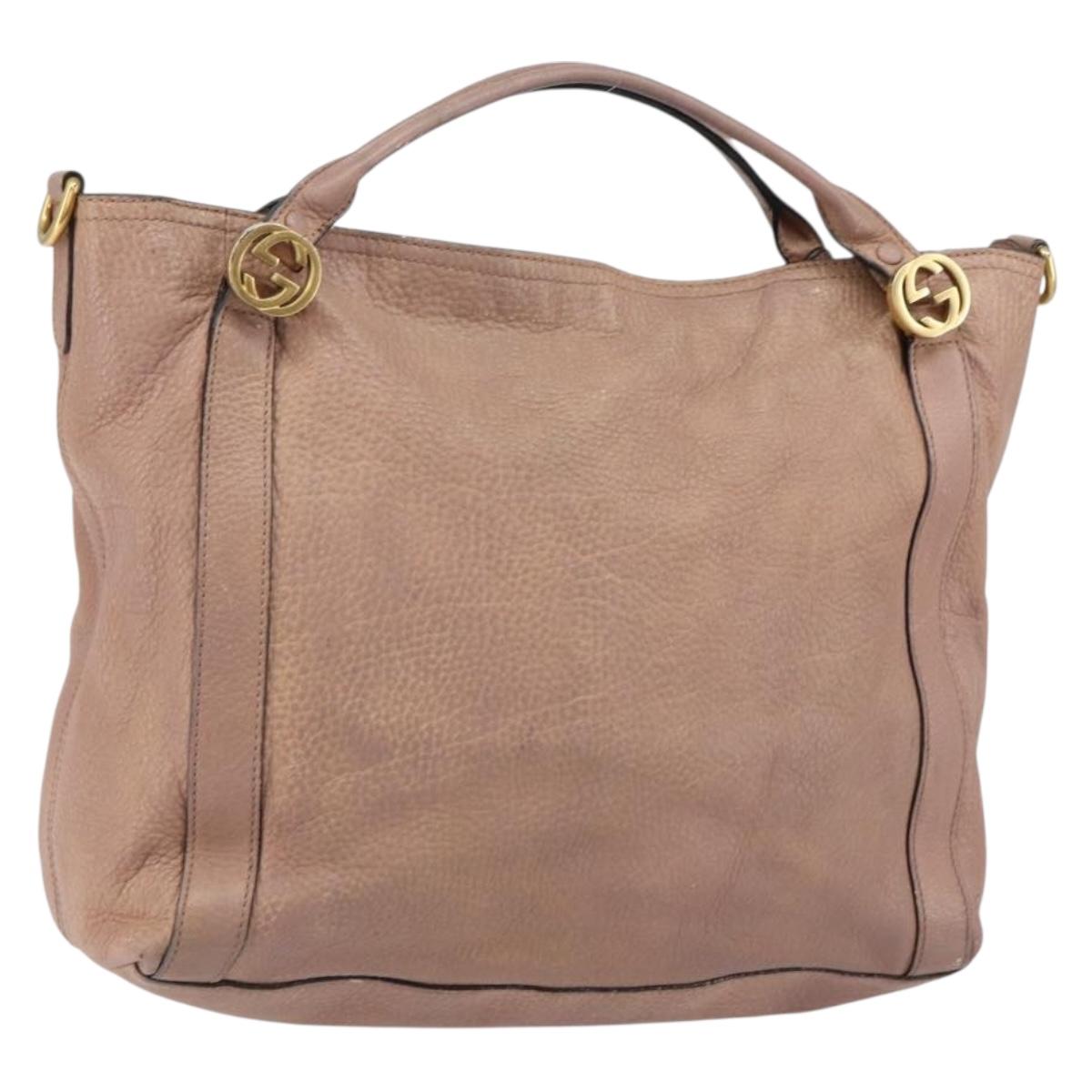 GUCCI Hand Bag Leather Pink Gold 323675 Auth ka258