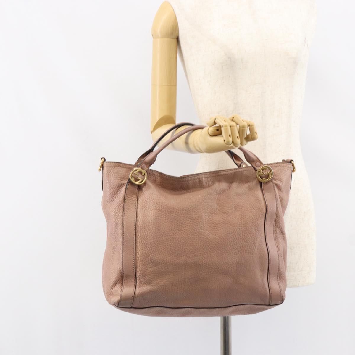 GUCCI Hand Bag Leather Pink Gold 323675 Auth ka258