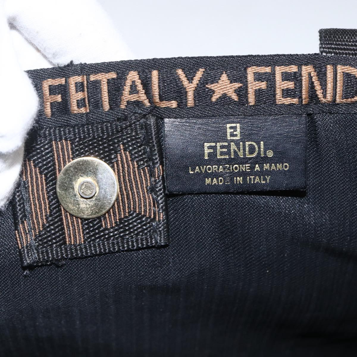 FENDI Tote Bag Raffia Black Gold Auth ka2580A