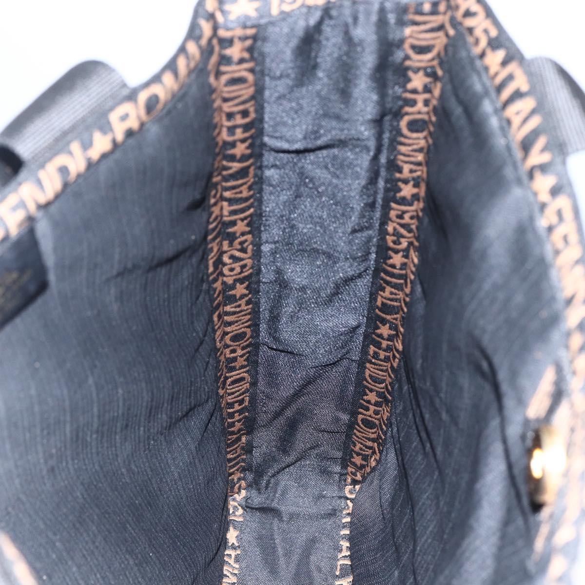 FENDI Tote Bag Raffia Black Gold Auth ka2580A