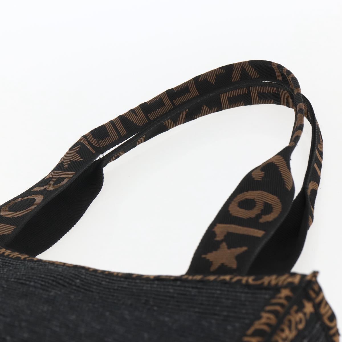 FENDI Tote Bag Raffia Black Gold Auth ka2580A