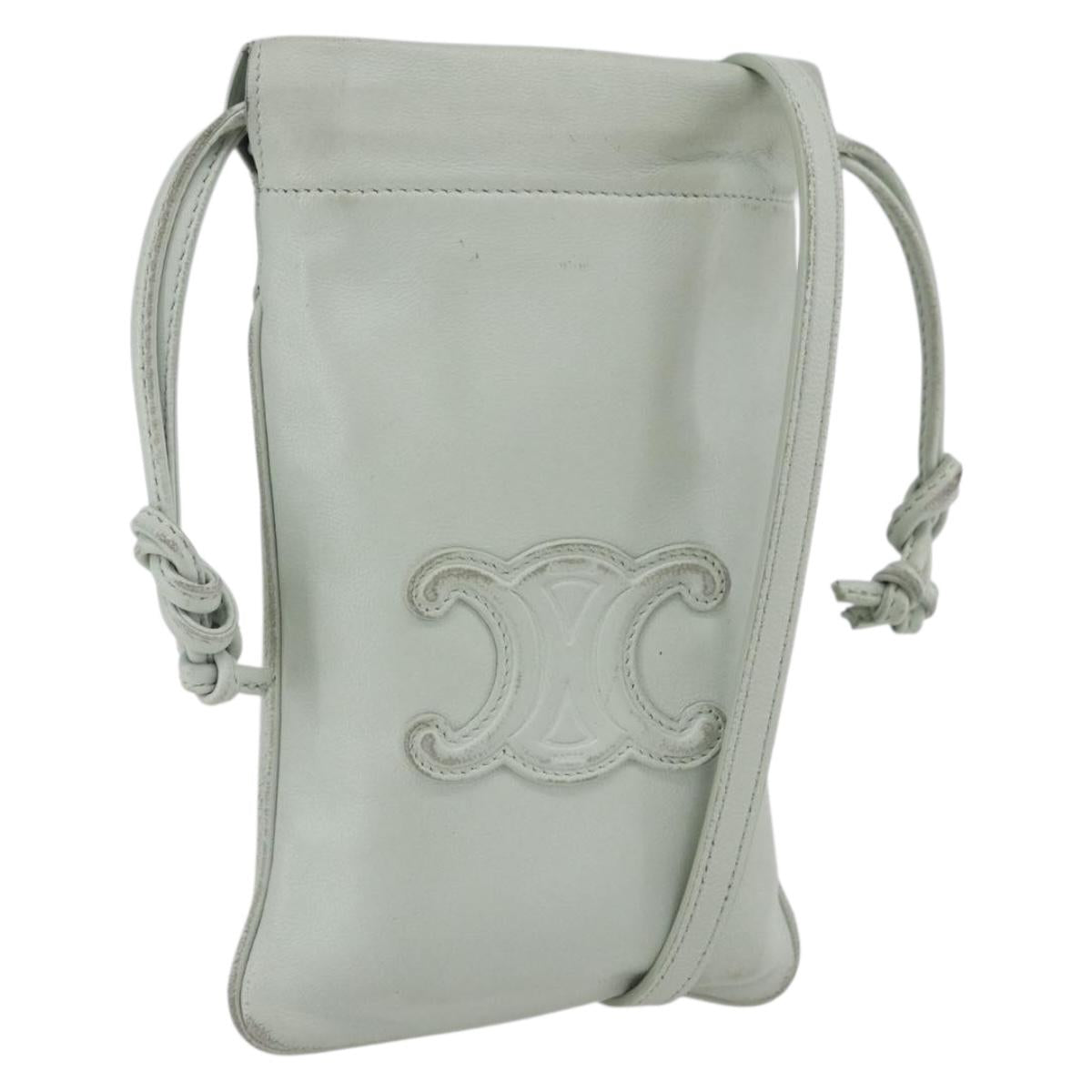 LOEWE Anagram Shoulder Bag Leather Light Blue Auth ka2596