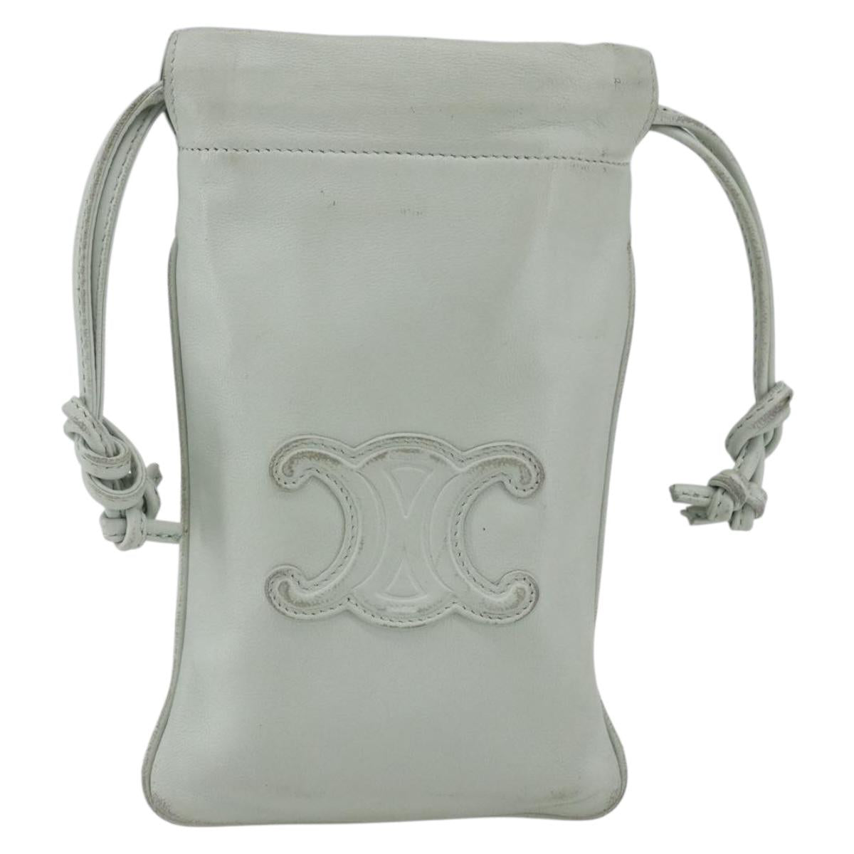 LOEWE Anagram Shoulder Bag Leather Light Blue Auth ka2596