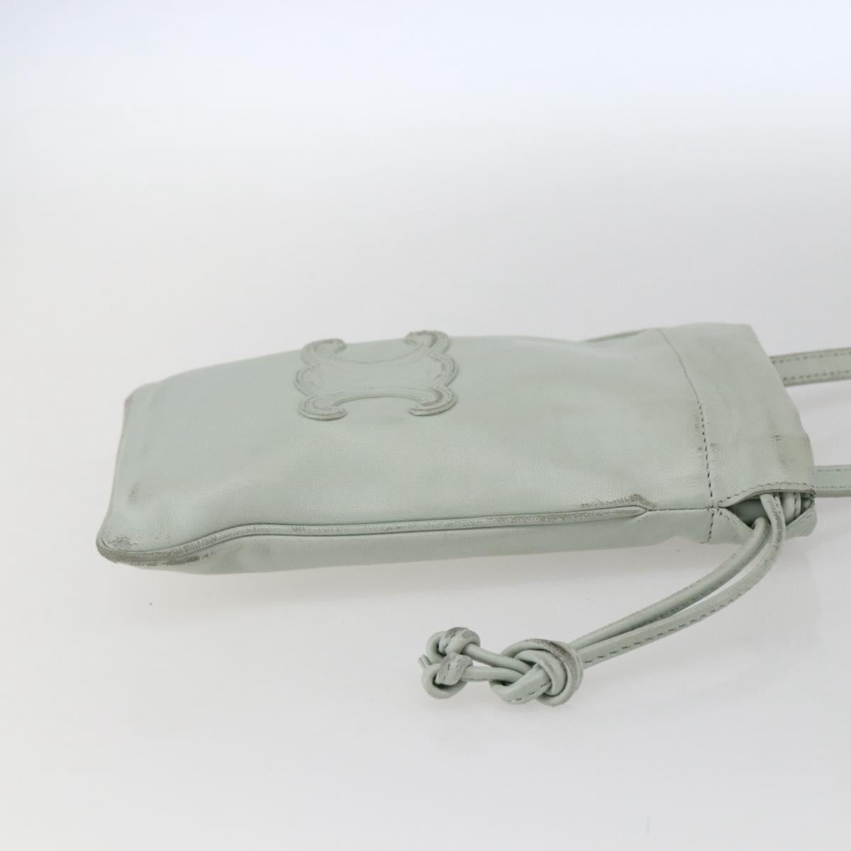 LOEWE Anagram Shoulder Bag Leather Light Blue Auth ka2596