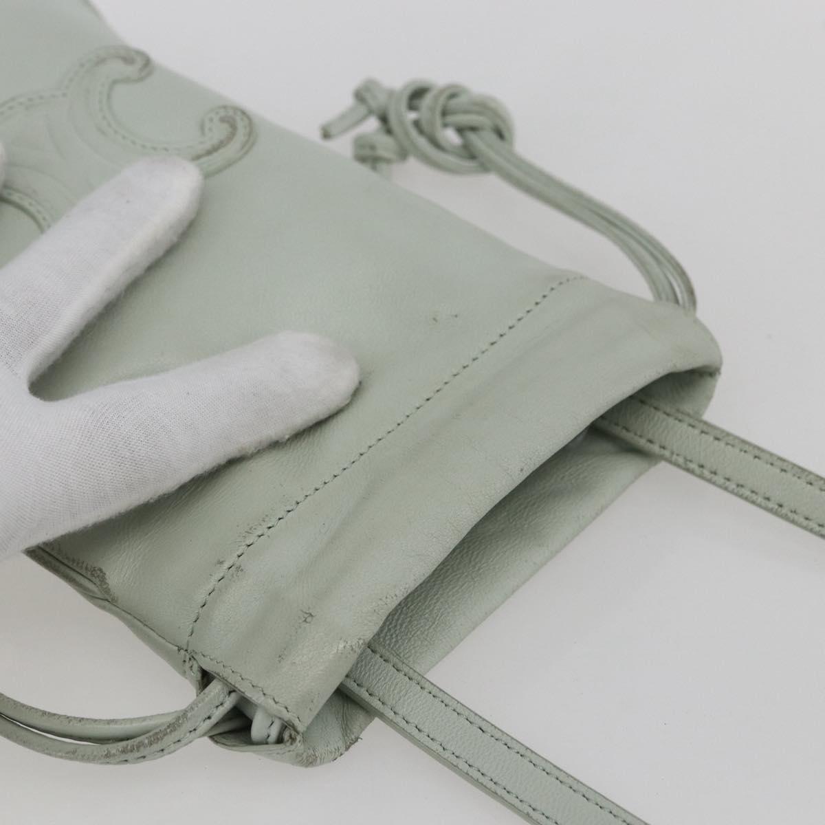 LOEWE Anagram Shoulder Bag Leather Light Blue Auth ka2596