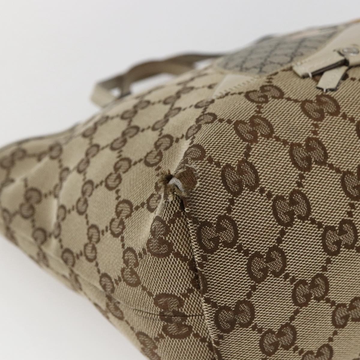 GUCCI GG Canvas Hand Bag Beige Silver 271101 Auth ka2598