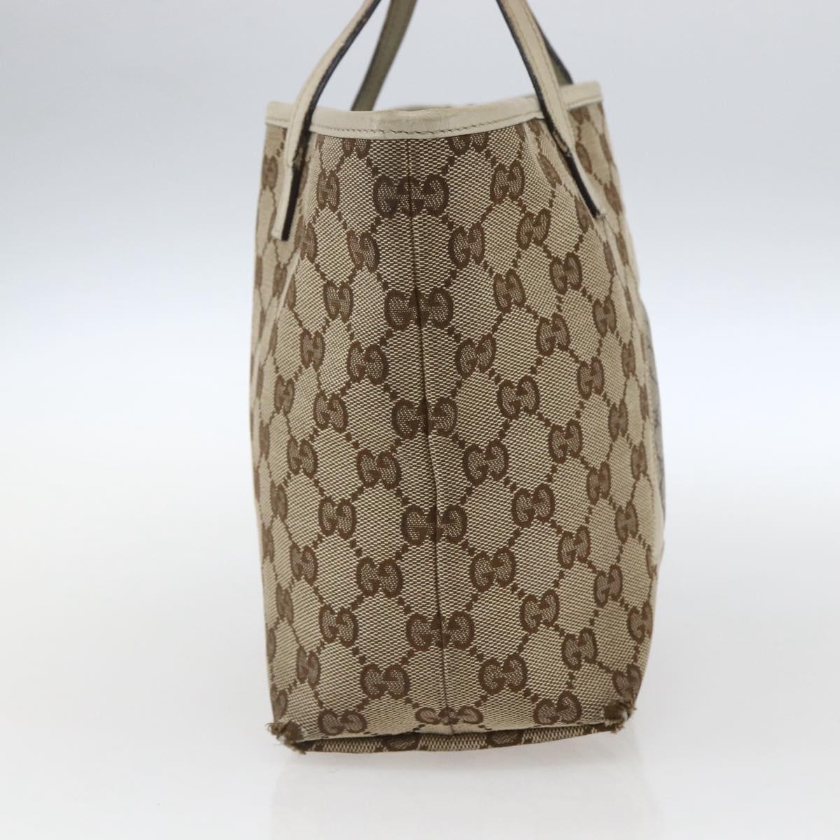 GUCCI GG Canvas Hand Bag Beige Silver 271101 Auth ka2598
