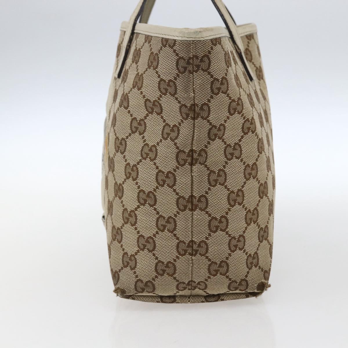 GUCCI GG Canvas Hand Bag Beige Silver 271101 Auth ka2598