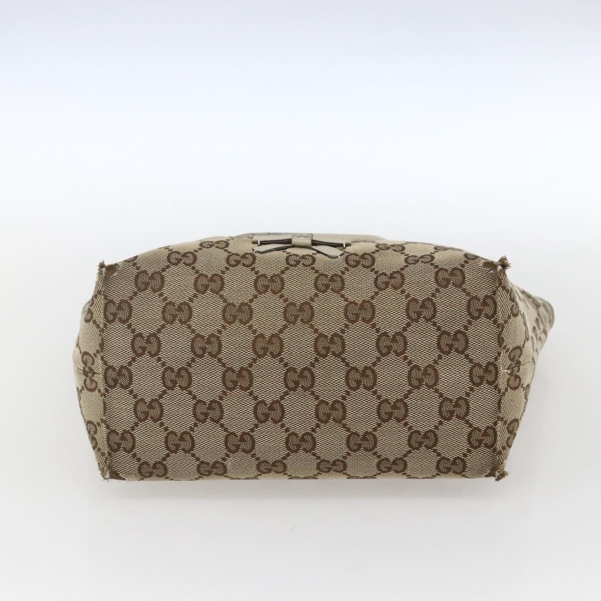 GUCCI GG Canvas Hand Bag Beige Silver 271101 Auth ka2598