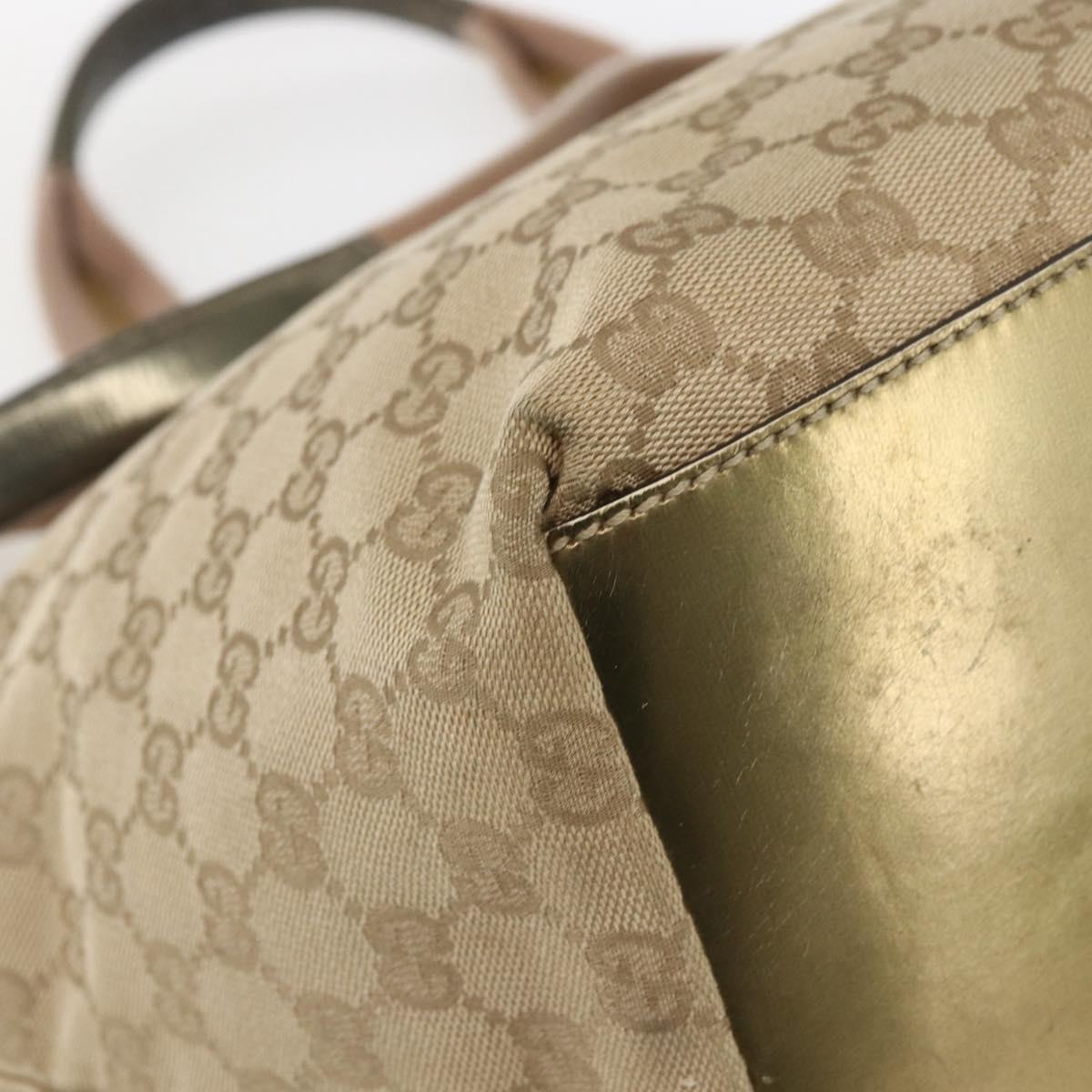 GUCCI GG Canvas Sherry Line Hand Bag Beige Gold 131230 Auth ka2599