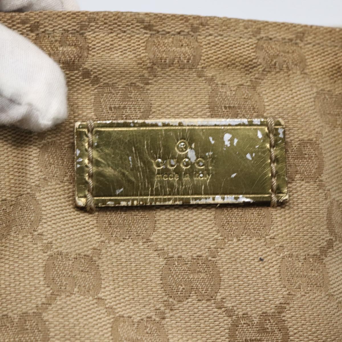 GUCCI GG Canvas Sherry Line Hand Bag Beige Gold 131230 Auth ka2599