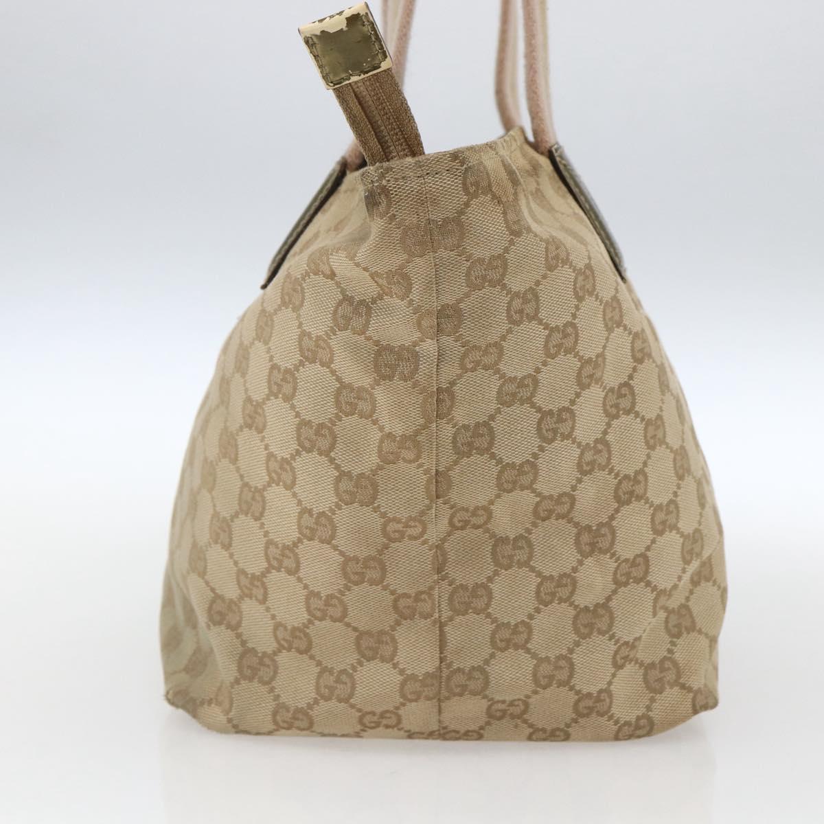 GUCCI GG Canvas Sherry Line Hand Bag Beige Gold 131230 Auth ka2599