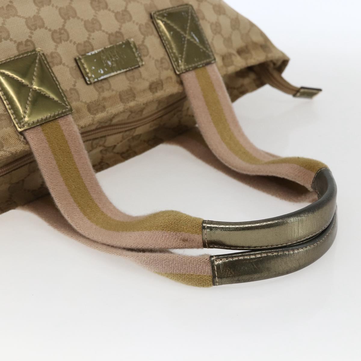 GUCCI GG Canvas Sherry Line Hand Bag Beige Gold 131230 Auth ka2599