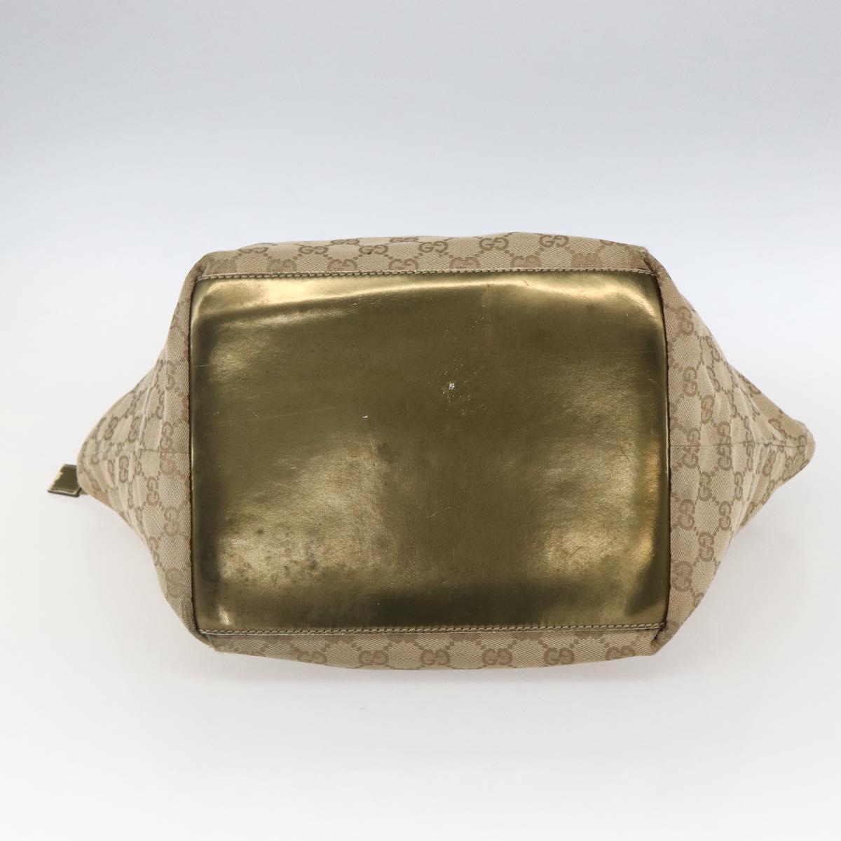 GUCCI GG Canvas Sherry Line Hand Bag Beige Gold 131230 Auth ka2599
