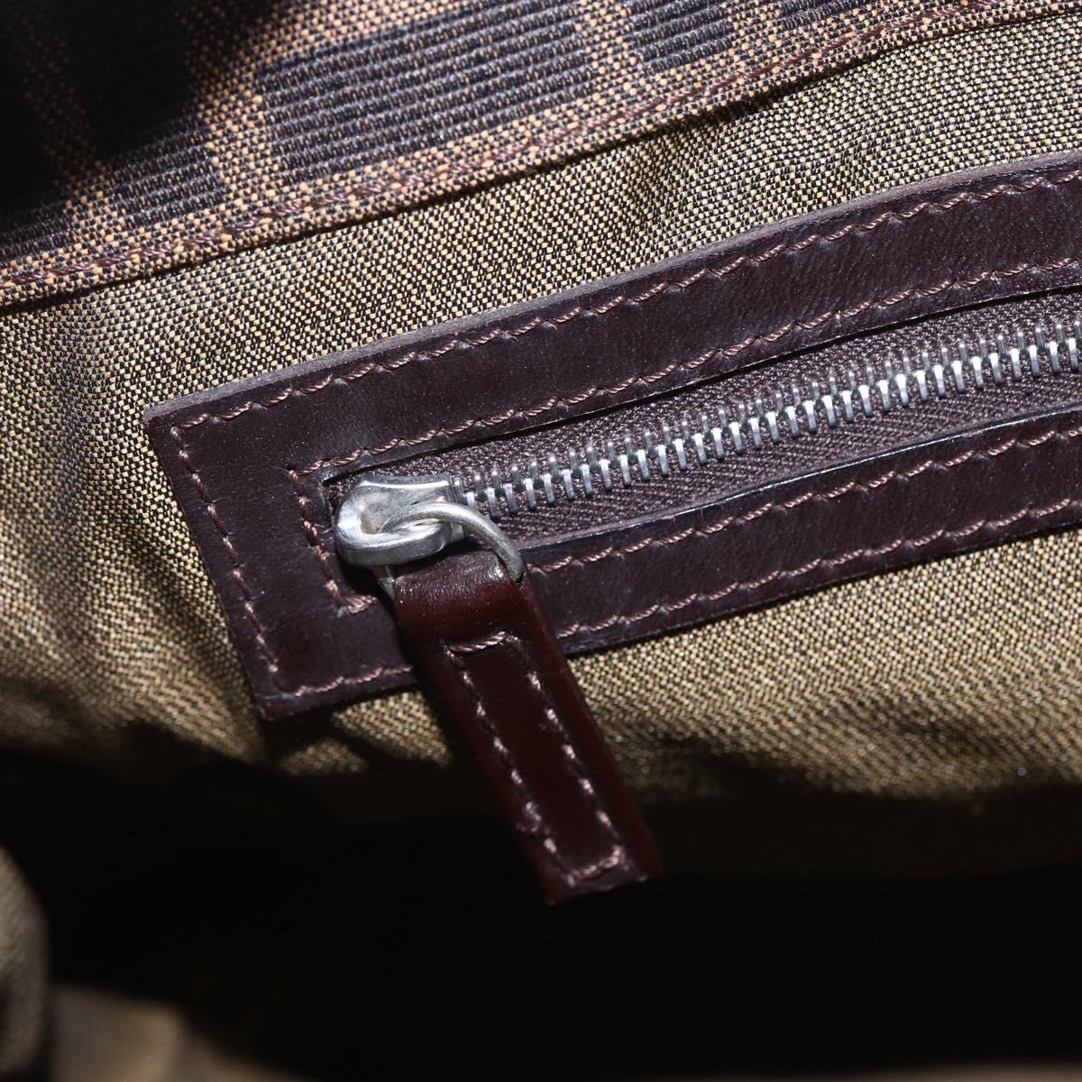 FENDI Zucca Canvas Shoulder Bag Black Brown Auth ka260