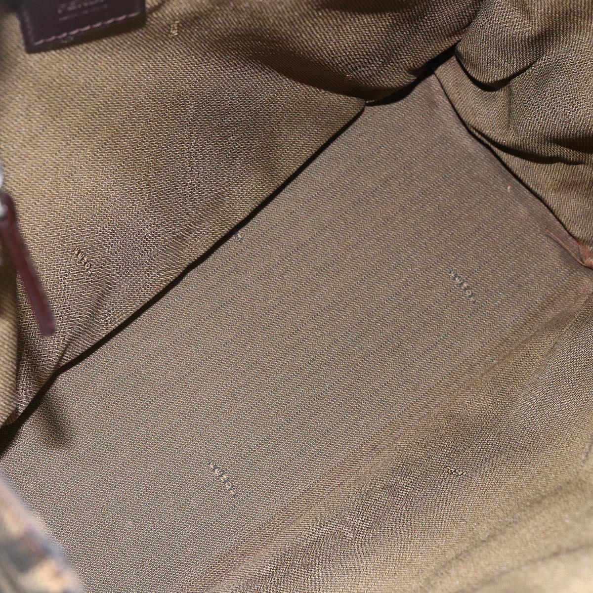 FENDI Zucca Canvas Shoulder Bag Black Brown Auth ka260