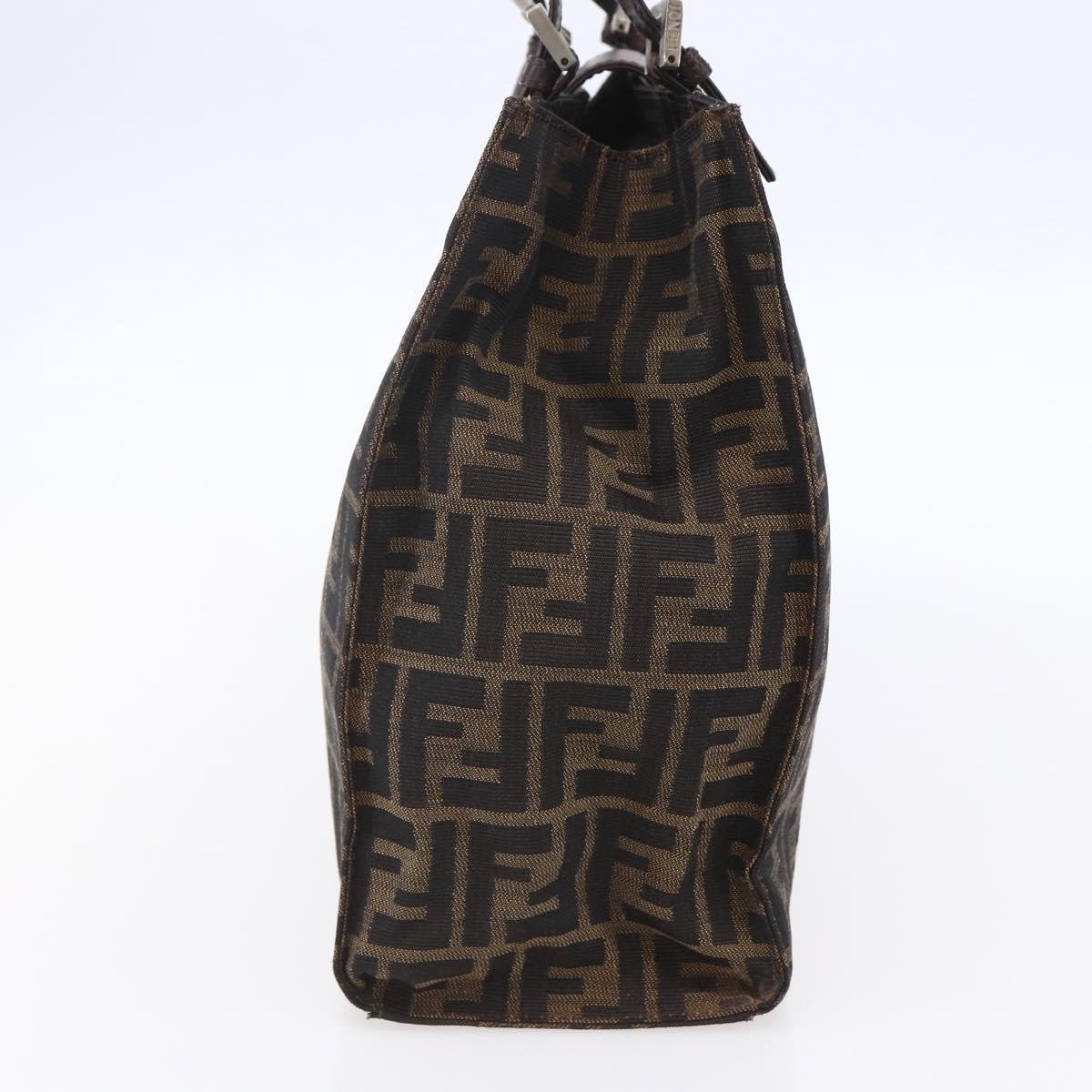 FENDI Zucca Canvas Shoulder Bag Black Brown Auth ka260