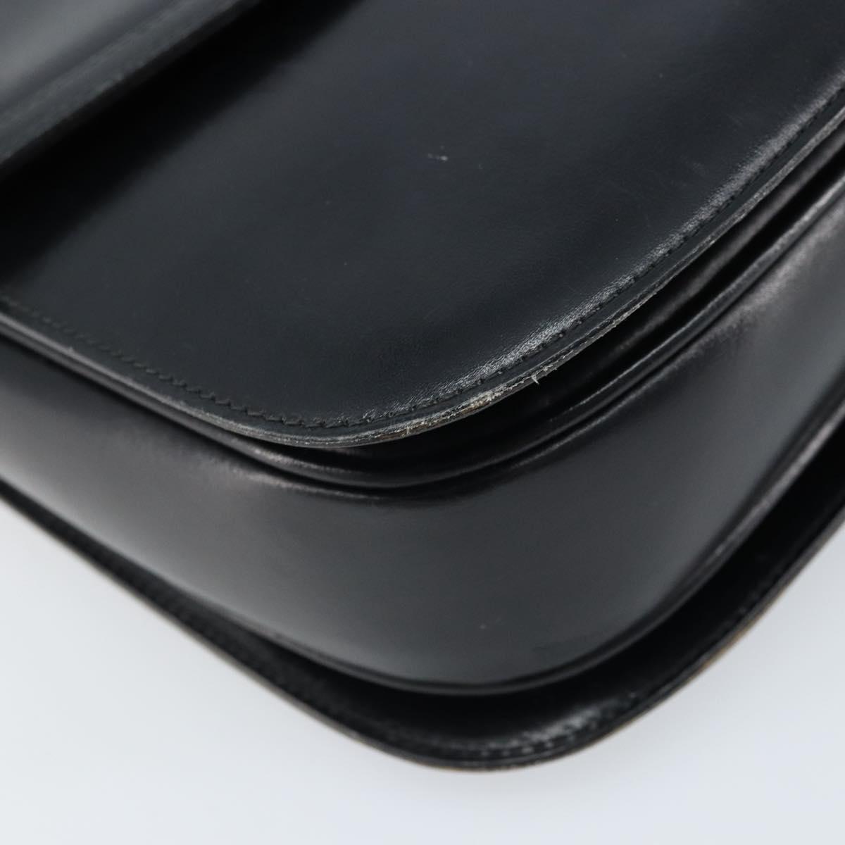 GUCCI Hand Bag Leather Black Gold Auth ka2600