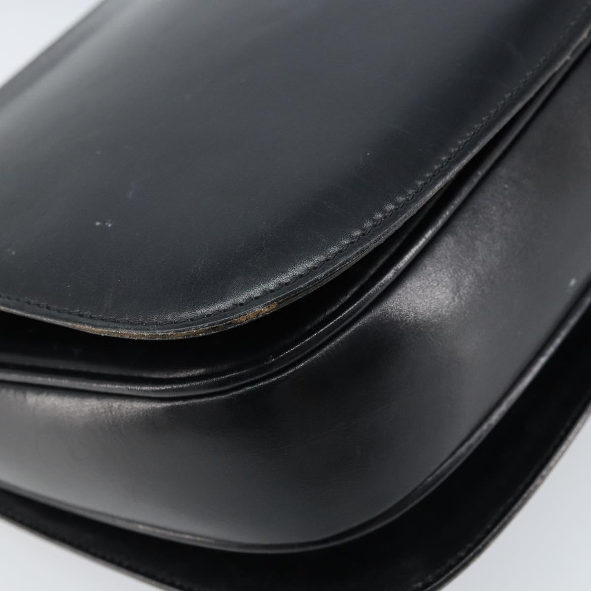 GUCCI Hand Bag Leather Black Gold Auth ka2600