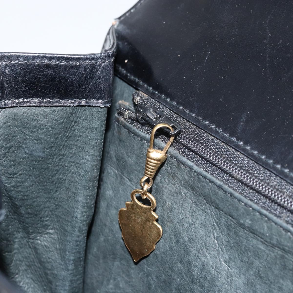 GUCCI Hand Bag Leather Black Gold Auth ka2600