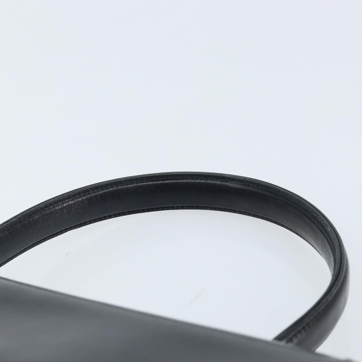 GUCCI Hand Bag Leather Black Gold Auth ka2600