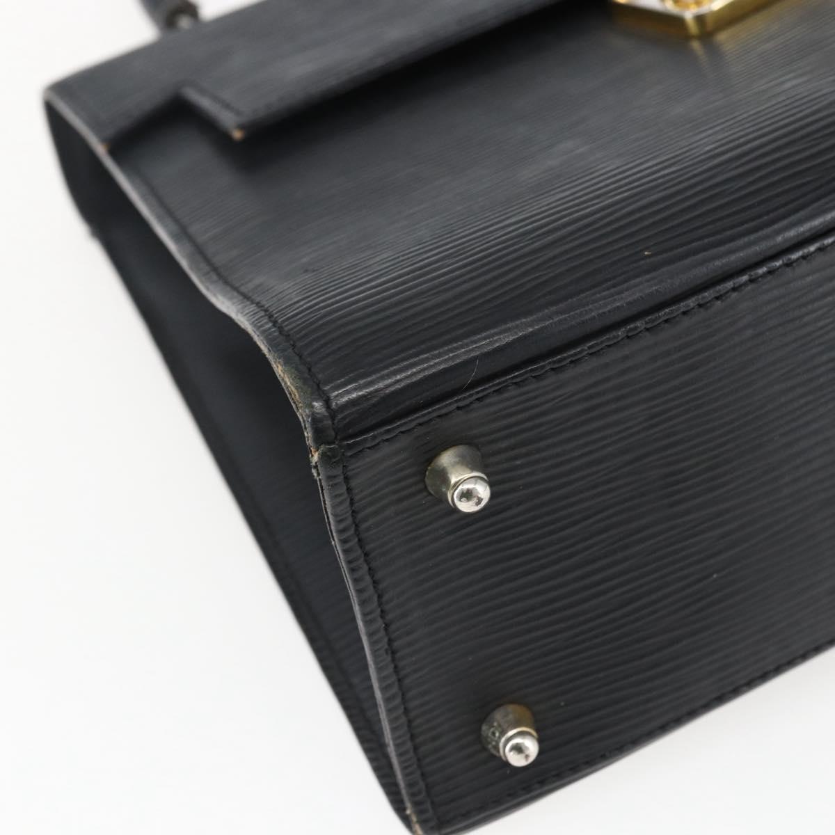 FENDI Hand Bag Leather Black Gold Auth ka2601