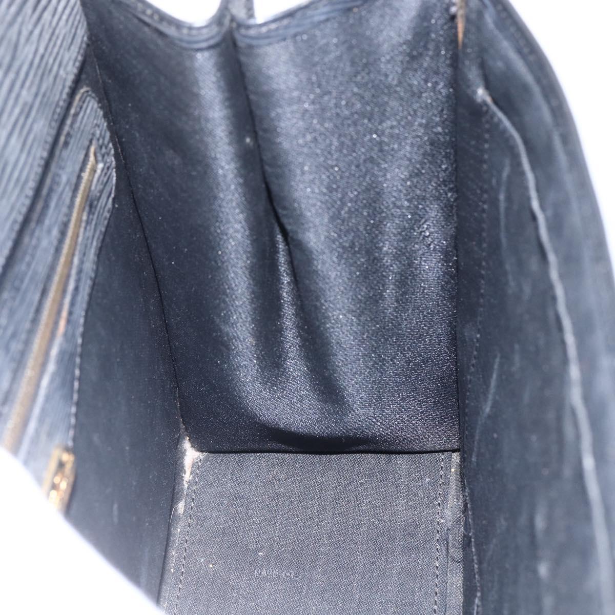 FENDI Hand Bag Leather Black Gold Auth ka2601