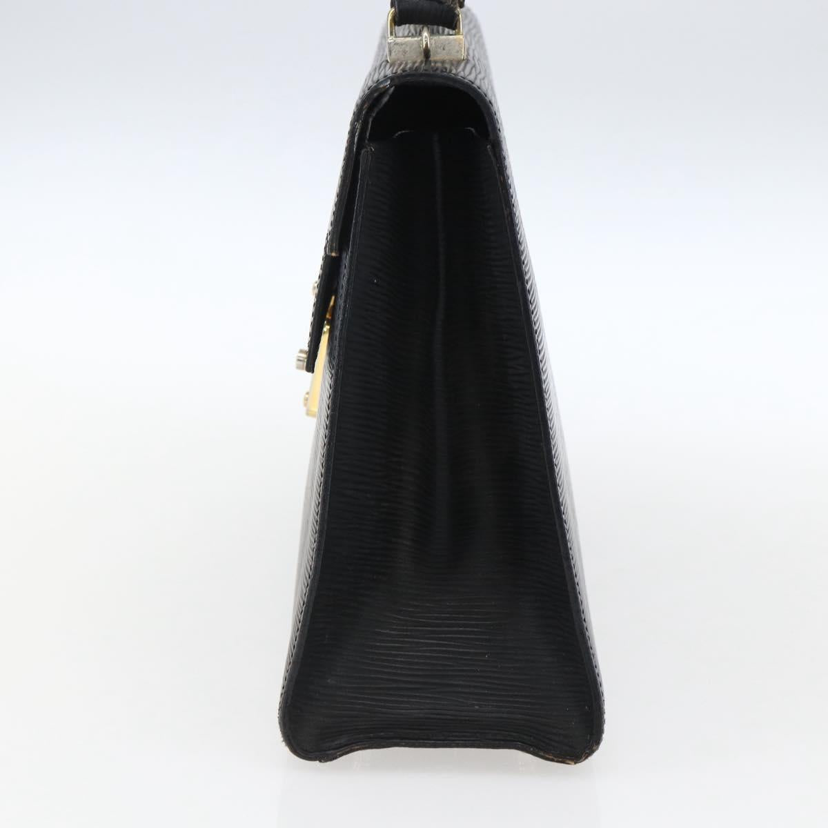 FENDI Hand Bag Leather Black Gold Auth ka2601