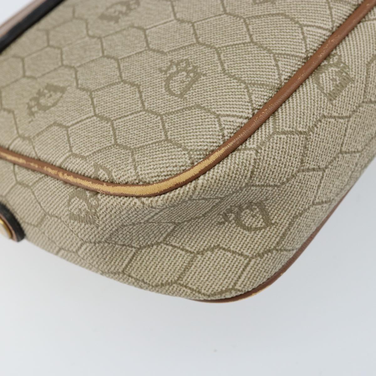 Christian Dior Honeycomb Canvas Shoulder Bag PVC Beige Gold Auth ka2612