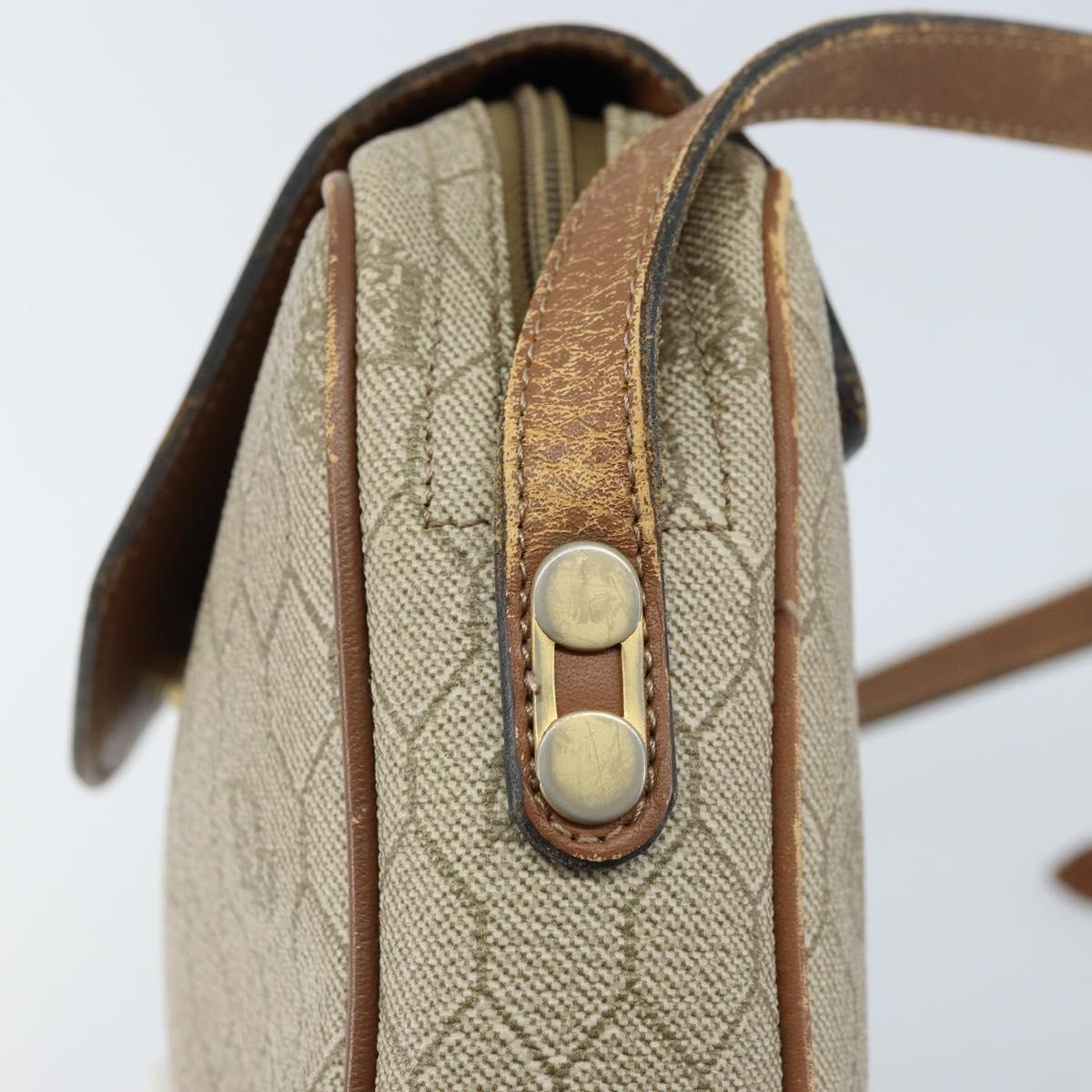 Christian Dior Honeycomb Canvas Shoulder Bag PVC Beige Gold Auth ka2612