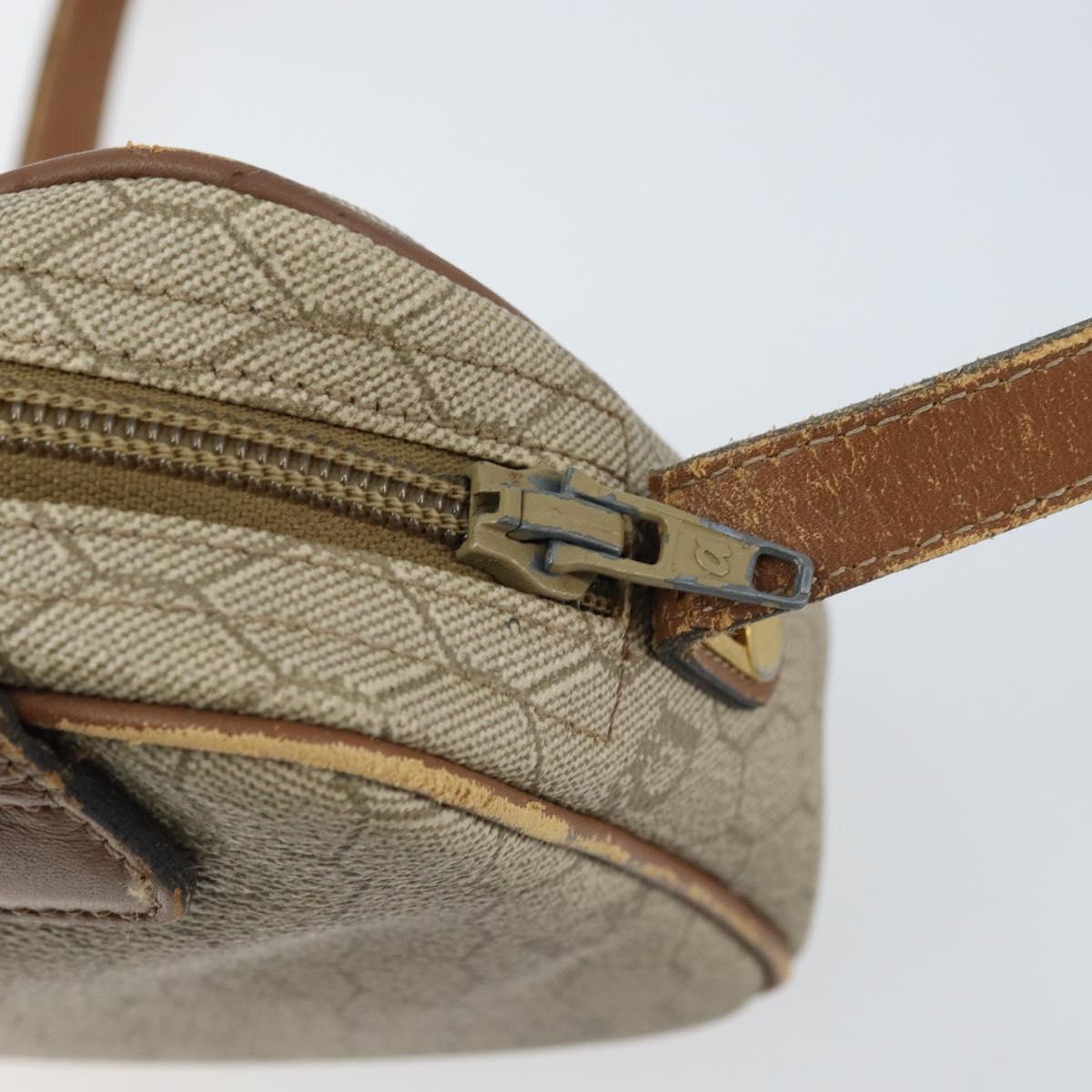 Christian Dior Honeycomb Canvas Shoulder Bag PVC Beige Gold Auth ka2612