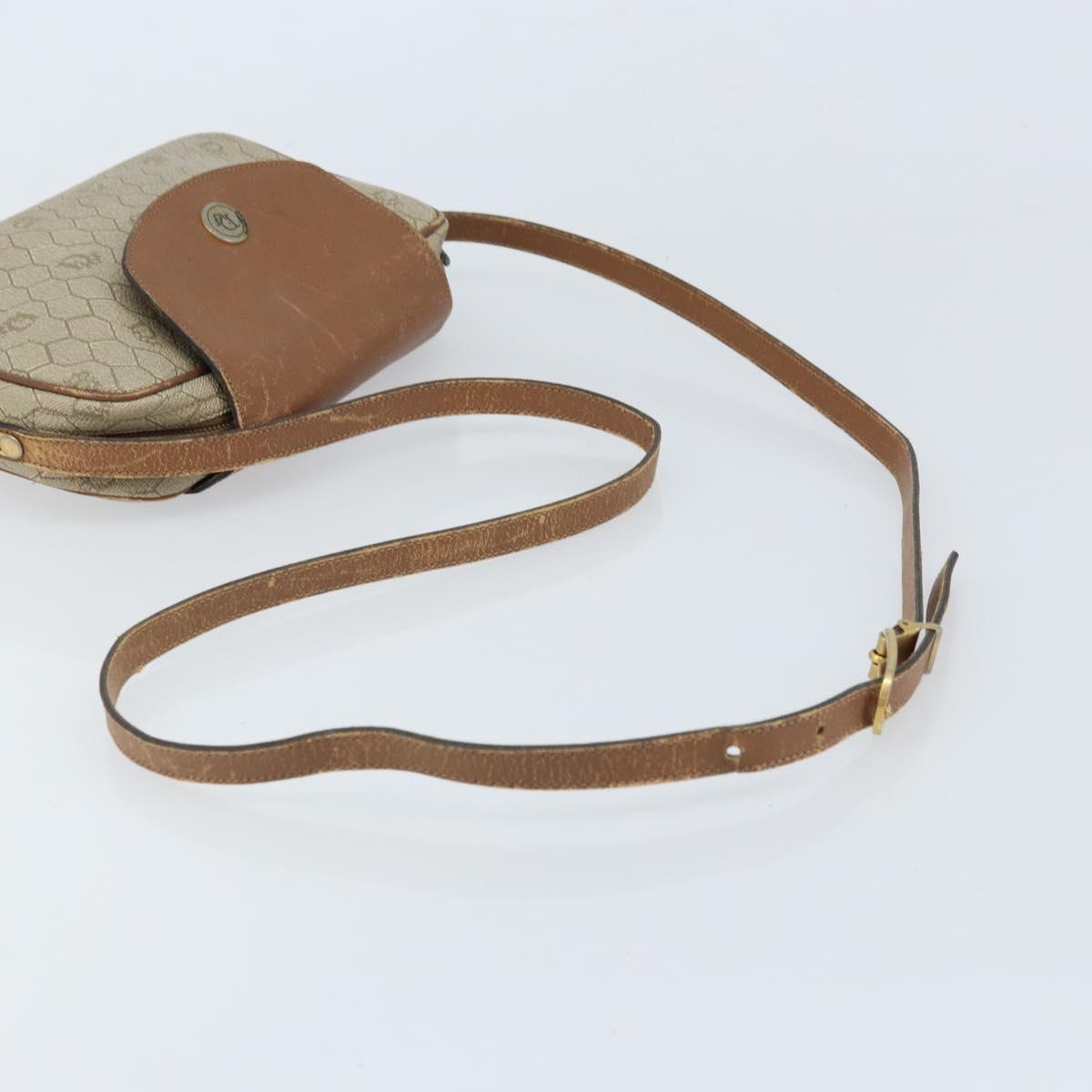 Christian Dior Honeycomb Canvas Shoulder Bag PVC Beige Gold Auth ka2612