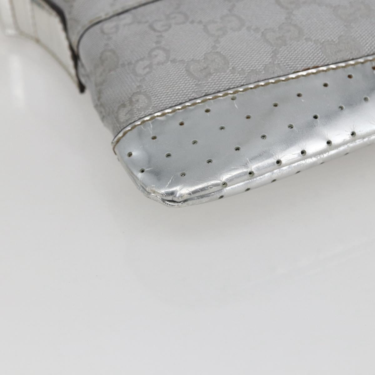 GUCCI GG Canvas Shoulder Bag Silver 147671 Auth ka2617