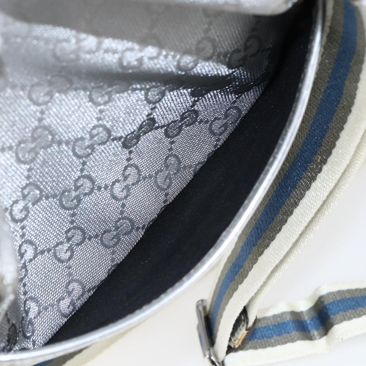 GUCCI GG Canvas Shoulder Bag Silver 147671 Auth ka2617