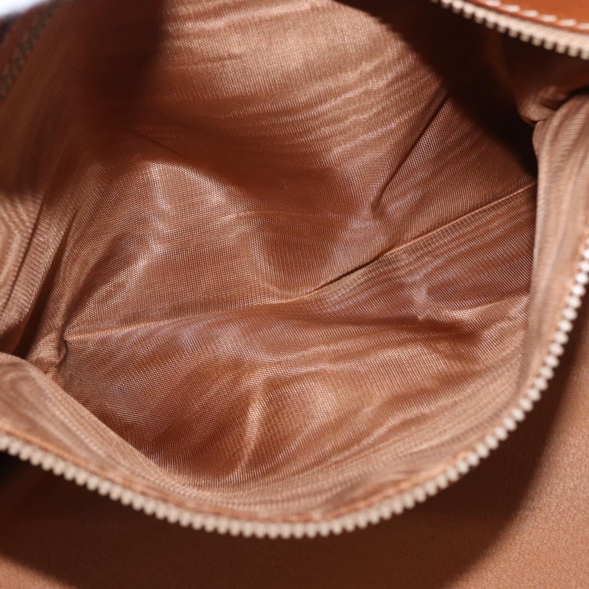 CELINE Macadam Canvas Boston Bag PVC Leather Brown Gold Auth ka2619