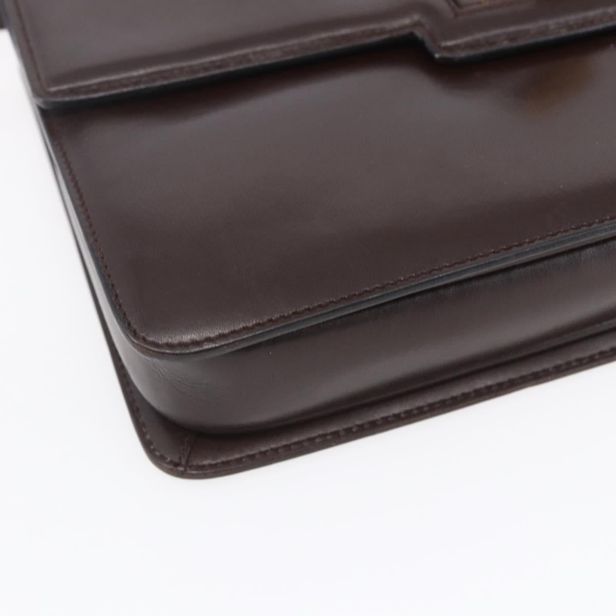 GUCCI Shoulder Bag Leather Brown Gold 004 46 0087 Auth ka263