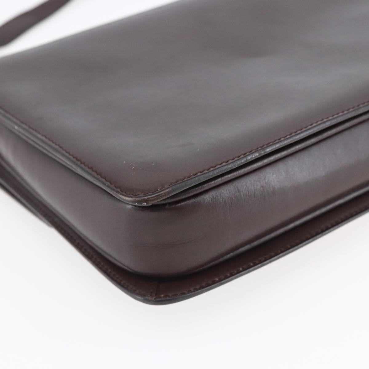 GUCCI Shoulder Bag Leather Brown Gold 004 46 0087 Auth ka263