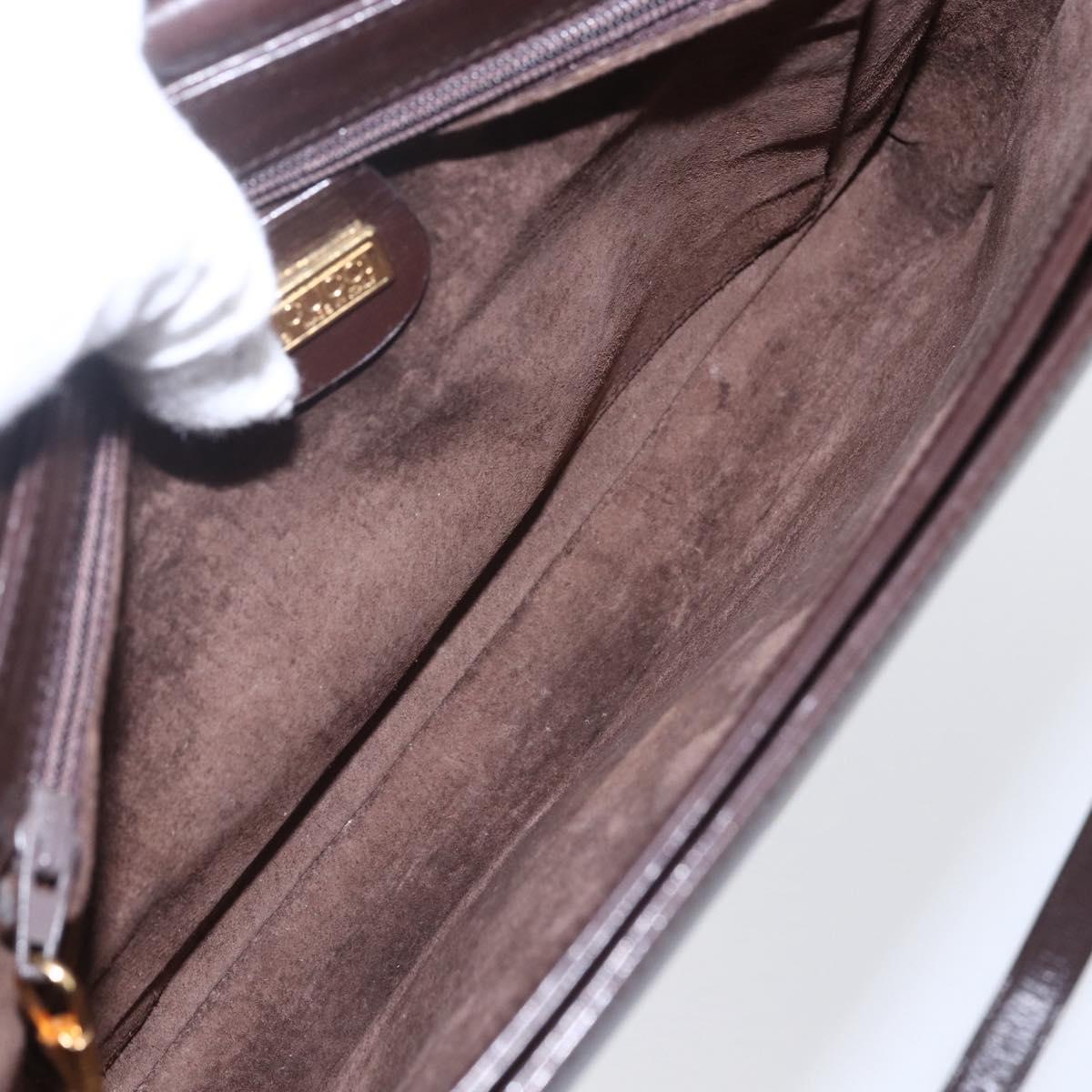 GUCCI Shoulder Bag Leather Brown Gold 004 46 0087 Auth ka263