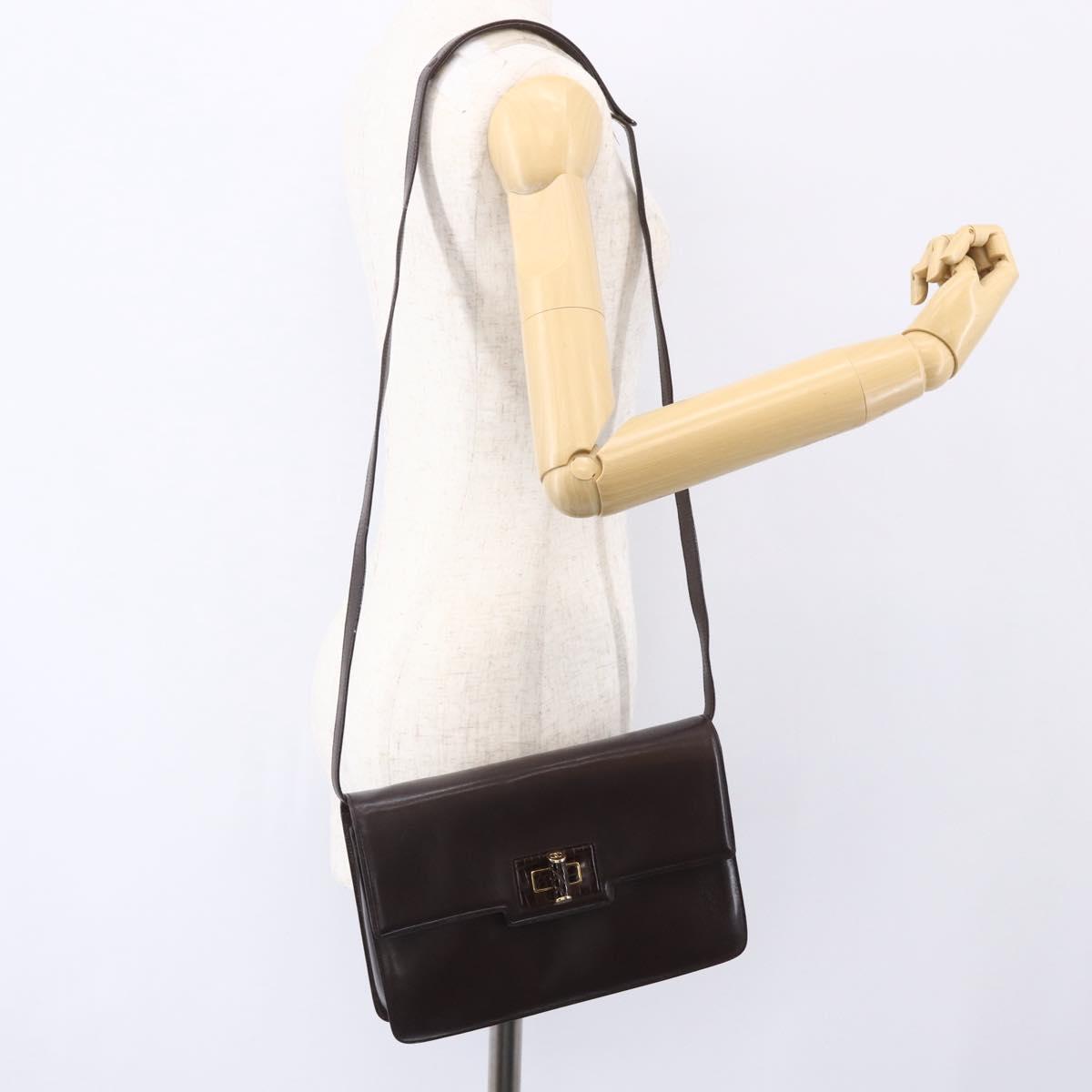 GUCCI Shoulder Bag Leather Brown Gold 004 46 0087 Auth ka263