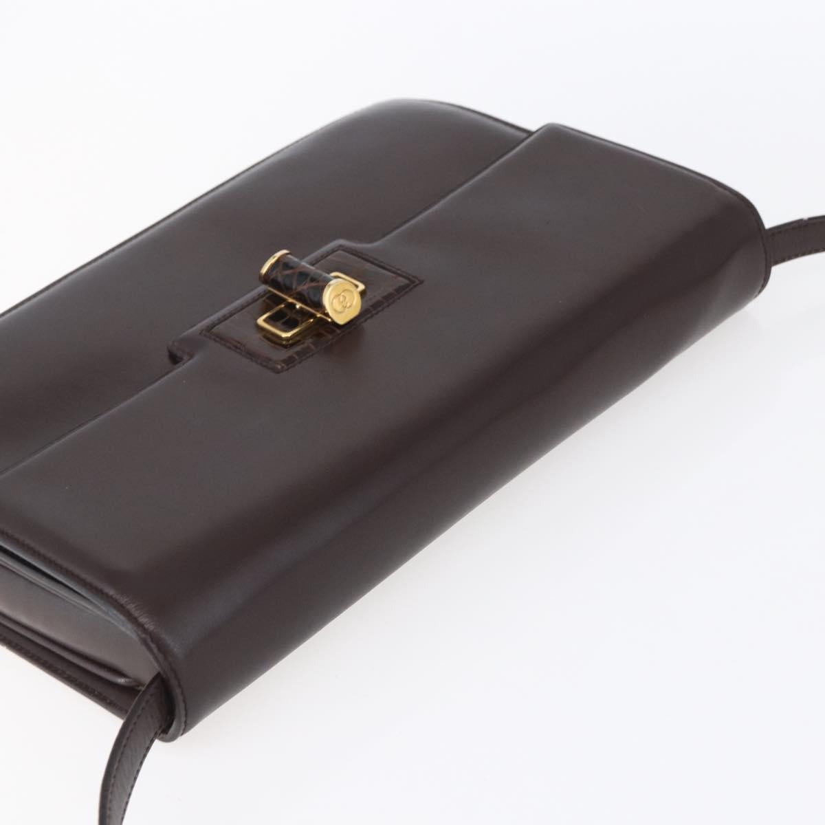 GUCCI Shoulder Bag Leather Brown Gold 004 46 0087 Auth ka263