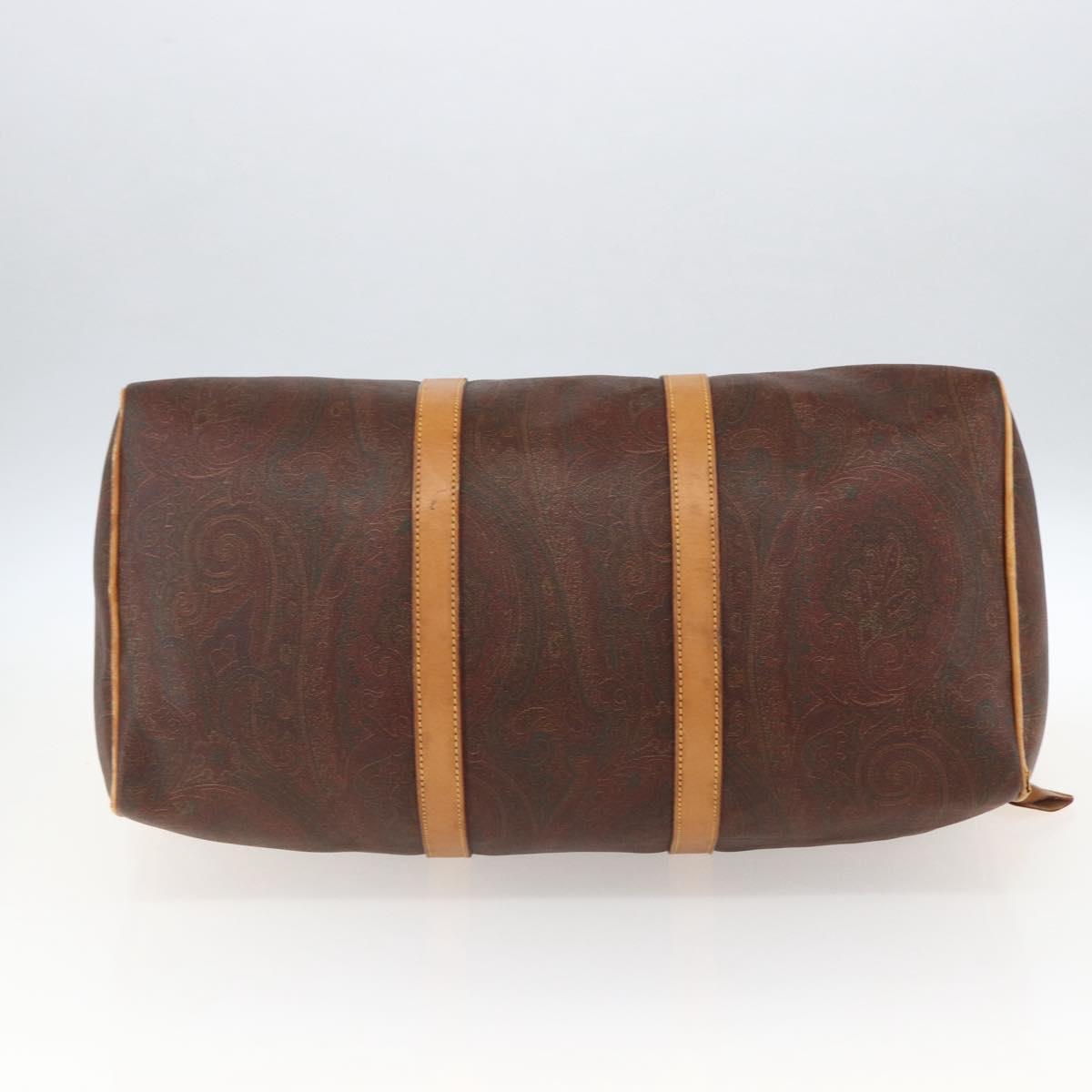 ETRO Paisley Boston Bag PVC Brown Gold Auth ka2636