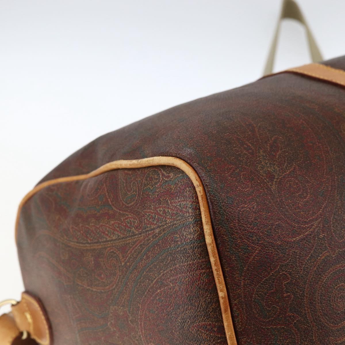 ETRO Paisley Boston Bag PVC Brown Gold Auth ka2636